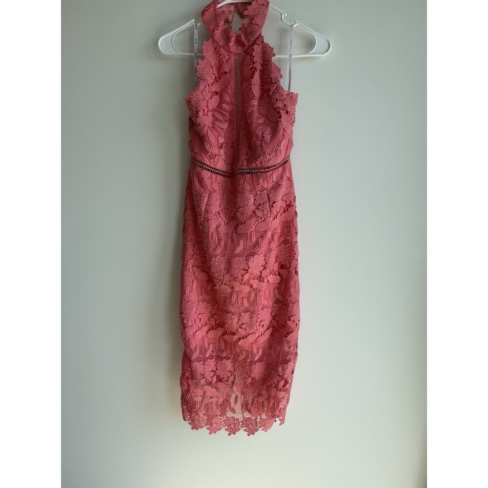 Bardot Coral Halter Cocktail Dress-Fully Lined-Size 6